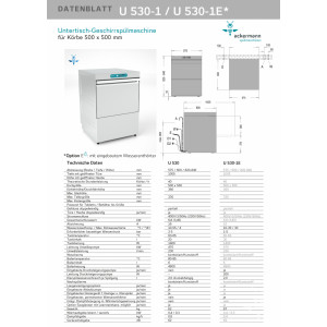 Ackermann Geschirrspülmaschine U 530-1E 230V mit...