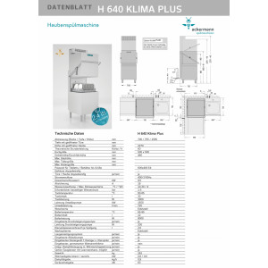 Ackermann Haubenspülmaschine H640 Klima Plus