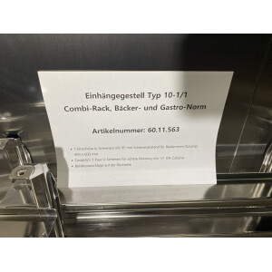 Einhängegestell Typ 10-1/1, 7x 400x600mm, 95mm Schienenabstand, Bäcker-Norm (Combi-Schiene)