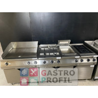 MKN Block mit 1x Griddleplatte, 1x Ceranfeld 2er, 1x Doppelfritteuse und 1x Pommeswärmer