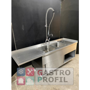 Doppelspülbecken 235x70x89cm mit Pendelbrause und Schiebetüren