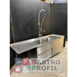 Doppelspülbecken 235x70x89cm mit Pendelbrause und Schiebetüren