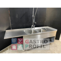 Doppelspülbecken 235x70x89cm mit Pendelbrause und Schiebetüren