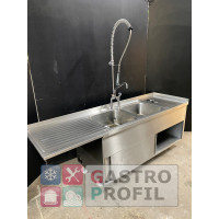 Doppelspülbecken 235x70x89cm mit Pendelbrause und Schiebetüren