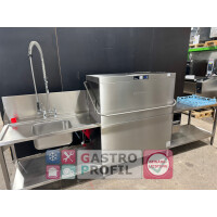 Hobart Doppelkorb-Haubenspülmaschine AUPT-10A Bj. 2019 + Zu - und Ablauftisch + Galgenbrause