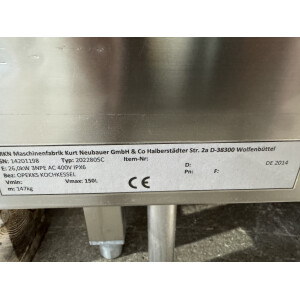 MKN Schnell-Kochkessel Optima 850 Bj 2014 150 Liter
