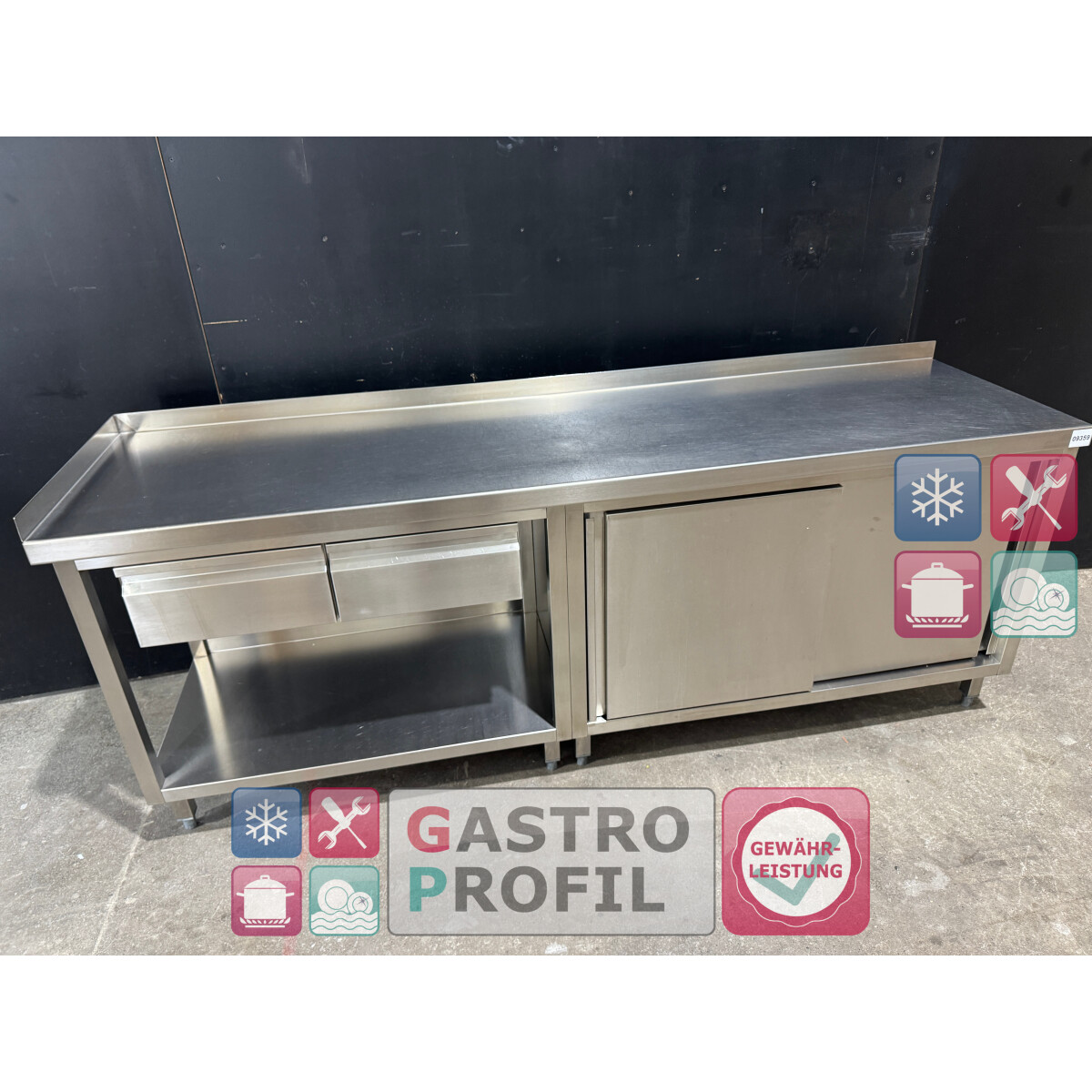 Arbeitstisch Edelstahl 2220 x 600 x 850 mm